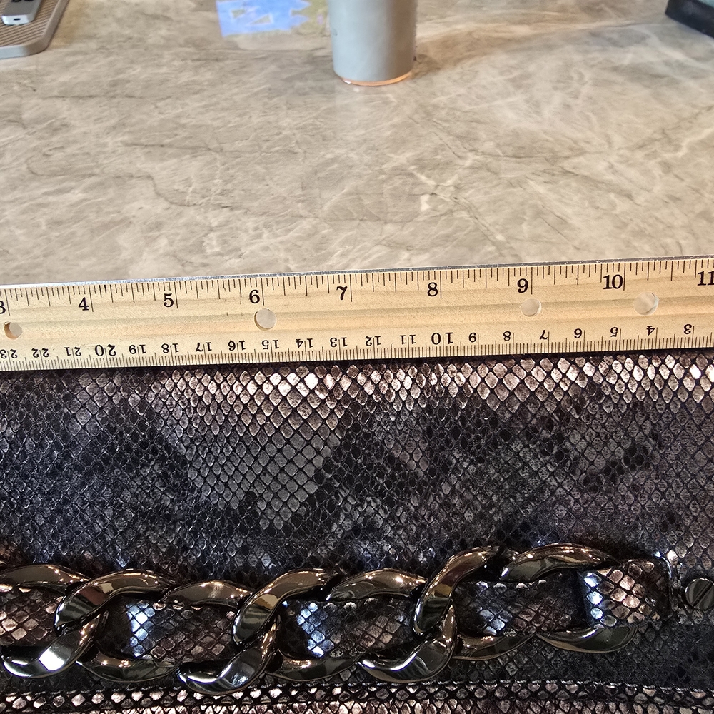 Michael Kors Black/Silver Snake Pattern Clutch - Picture 11 of 16